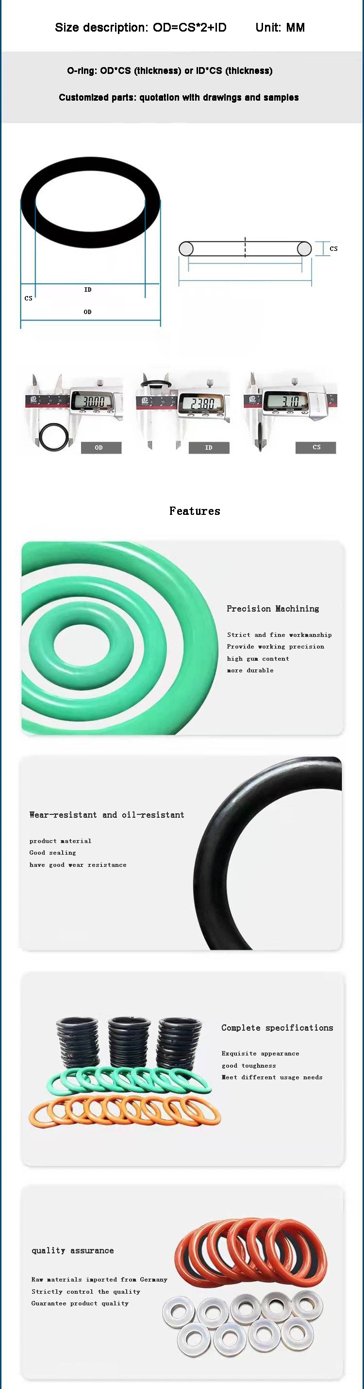 NBR FKM EPDM CR O-RING Σιλικόνης για αυτοκινητοβιομηχανίες και αεροδιαστημικές εφαρμογές 0