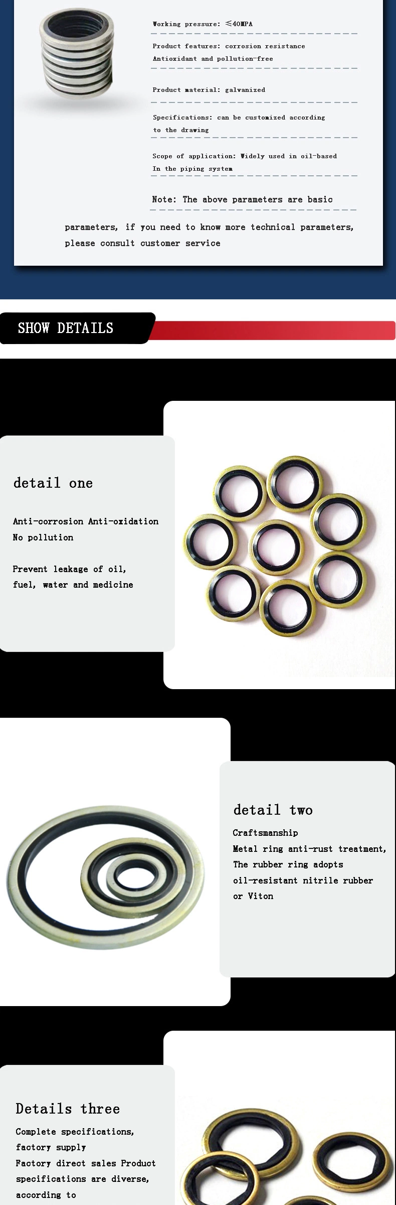 OEM Seal M12 Carbon Steel Nitrile Rubber Gasket Bonded Sealing Washers (Συμπληρωματικά πλυντήρια σφραγίσματος) 1